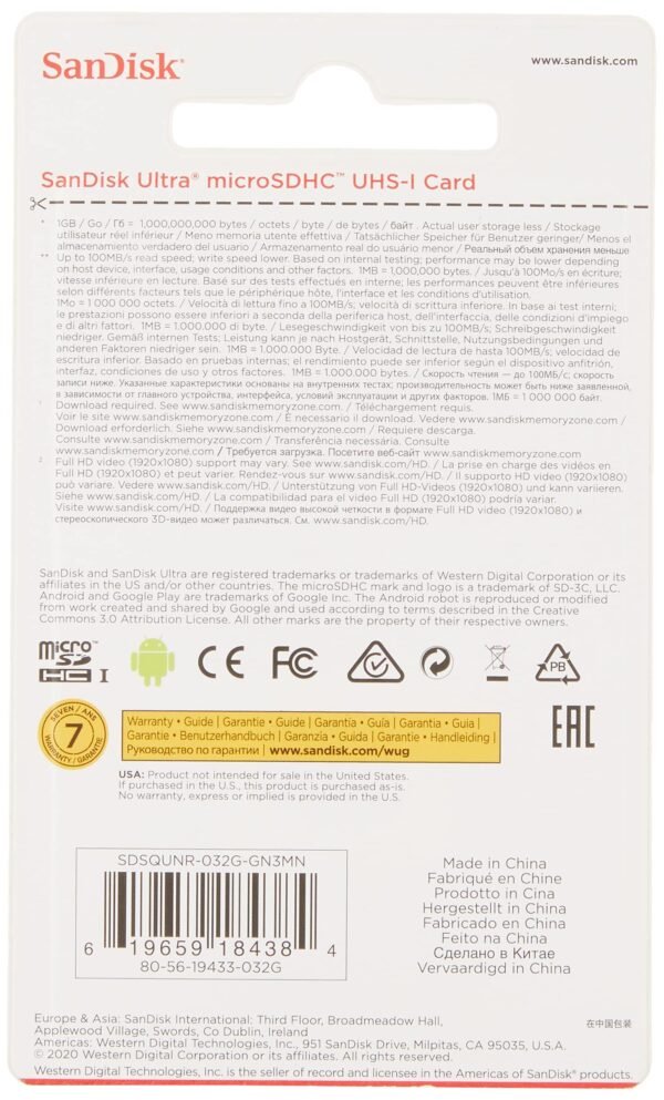 MICRO SD SANDISK / 16GB / 32GB / 64GB / 128GB