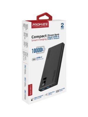 Bolt-10Pro Compact Smart Charging Power Bank Dual USB-A USB-C Input / Output 10000Mah
