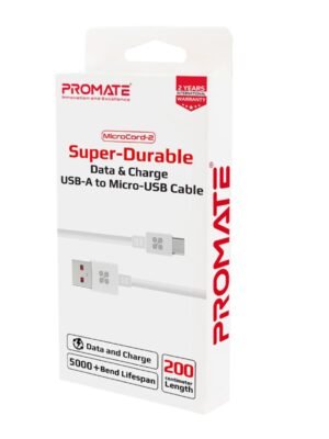 Promate 2-Meter MicroCord-2 Micro USB Cable, High-